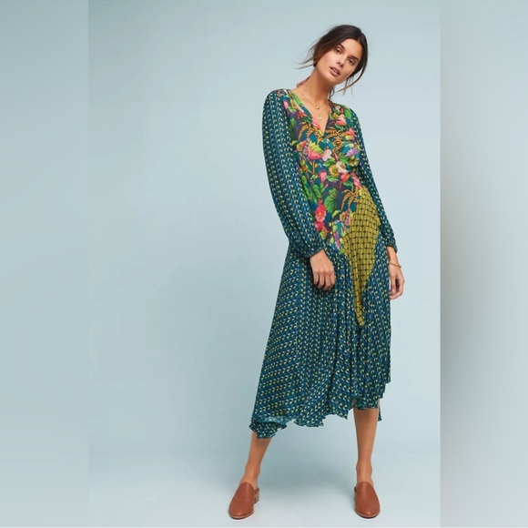 Anthropologie Dresses & Skirts - Anthropologie Bl^nk Romalie Printed Wrap Dress Size M